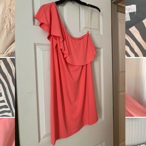 Coral off the shoulder dress
